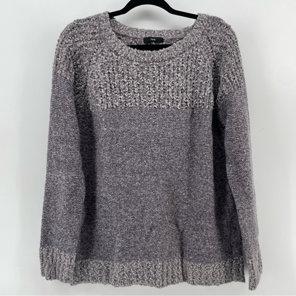 FATE Women’s Sweater Chunky Knit Soft Colorblock XL